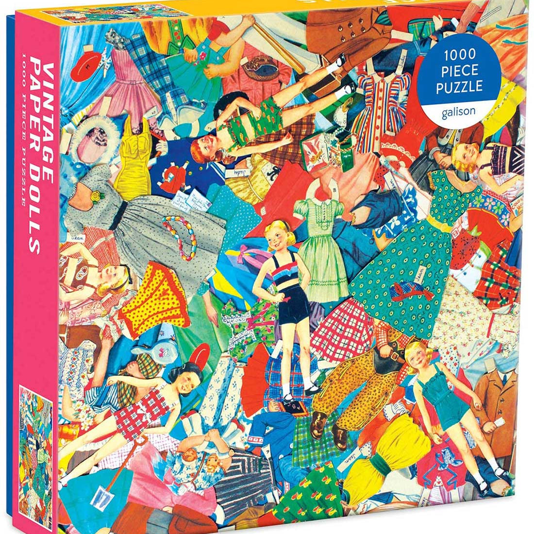 Vintage Paper Dolls 1000 Piece Puzzle In Square Box - Galison 9780735362642_1