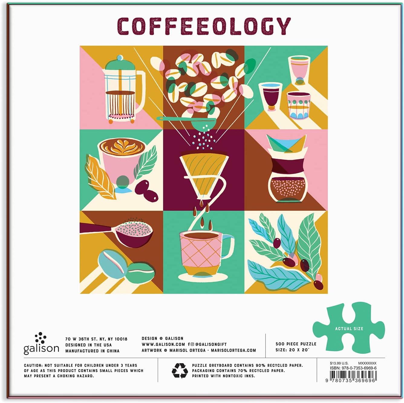 Coffeeology 500 Piece Jigsaw Puzzle by Ortega. Marisol 9780735369696_1