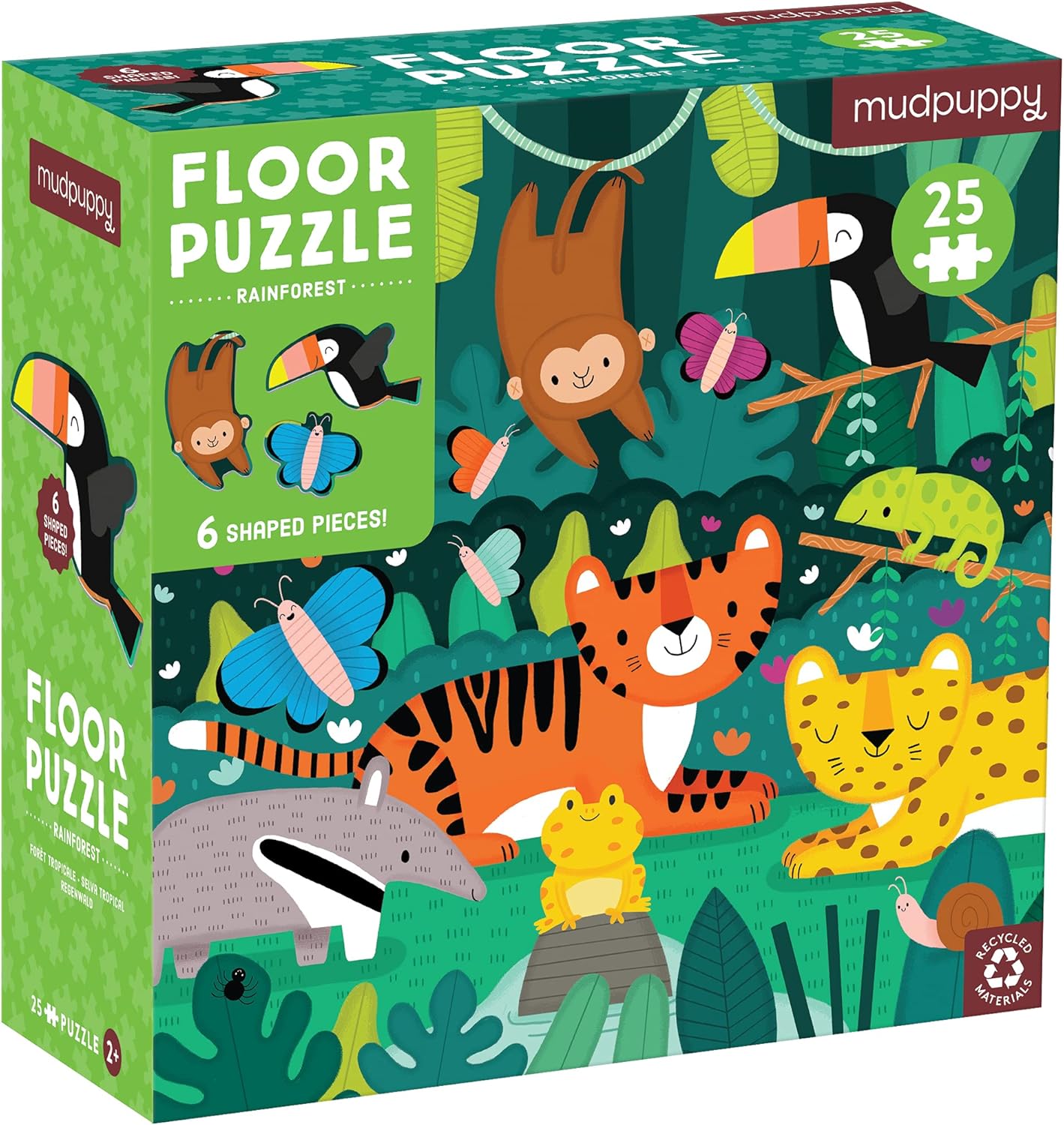 Rainforest 25 Piece Floor Puzzle With Shaped Pieces - Mudpuppy 80 9780735372450