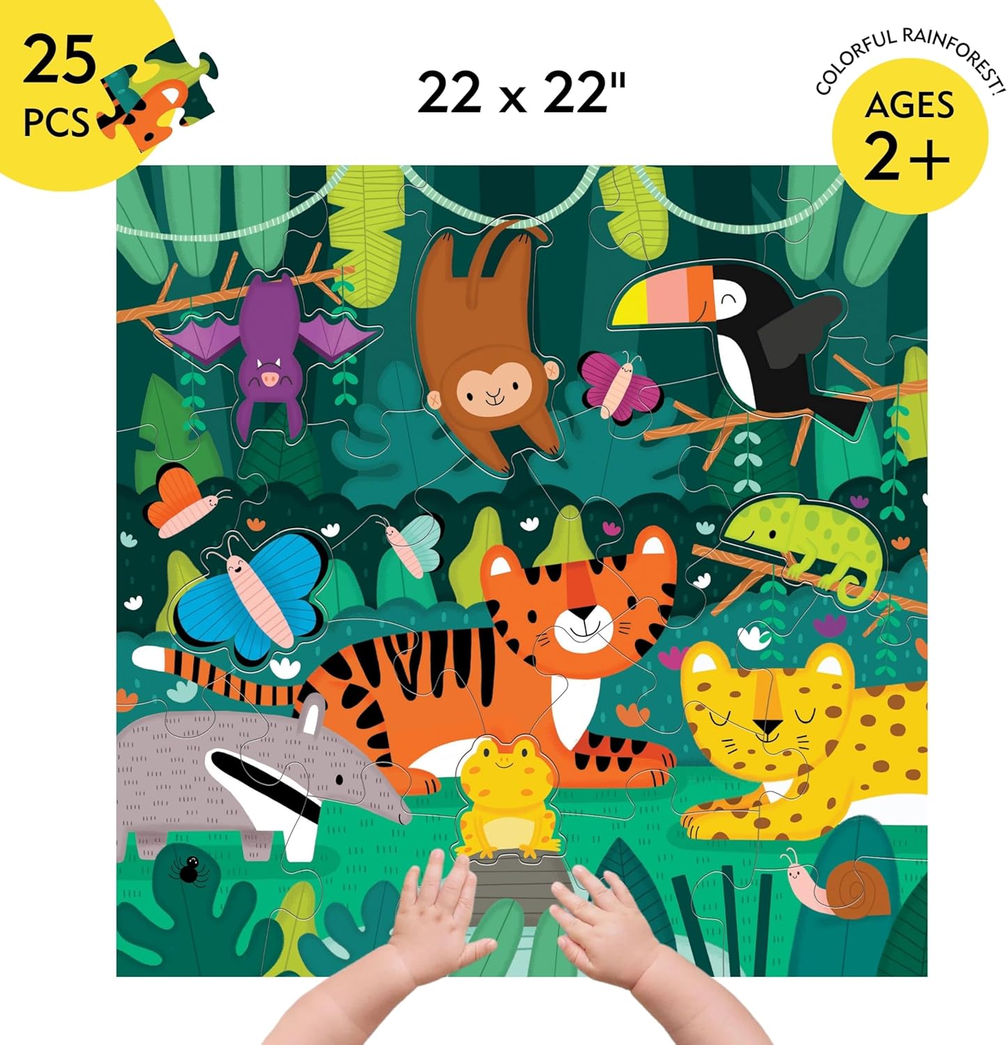 Rainforest 25 Piece Floor Puzzle With Shaped Pieces - Mudpuppy 80 9780735372450_1_789a91fd-8562-4c90-8254-5eda6a8c9a53