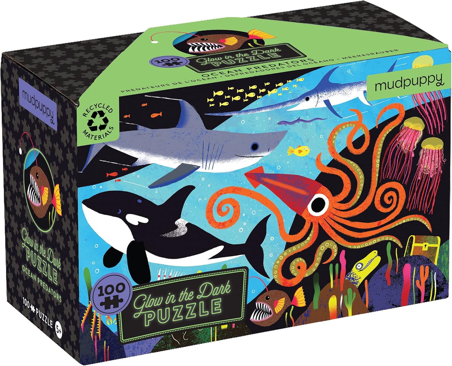Ocean Predators 100 Piece Glow In The Dark Jigsaw Puzzle - Mudpuppy 80 9780735372559_e3e70426-b2fc-4211-8768-f5981886e180