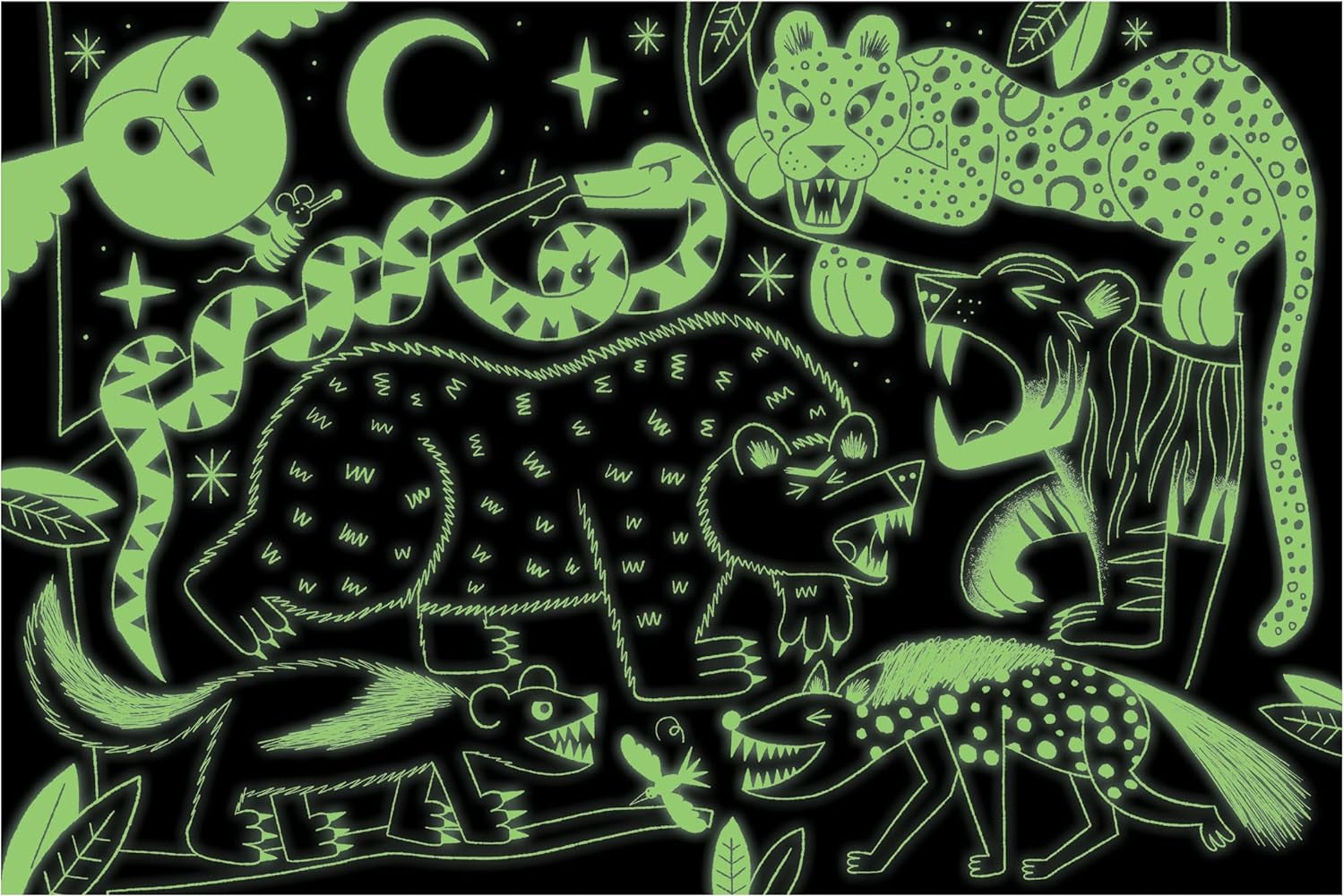 Land Predators 100 Piece Glow In The Dark Jigsaw Puzzle - Mudpuppy 80 9780735372566_1