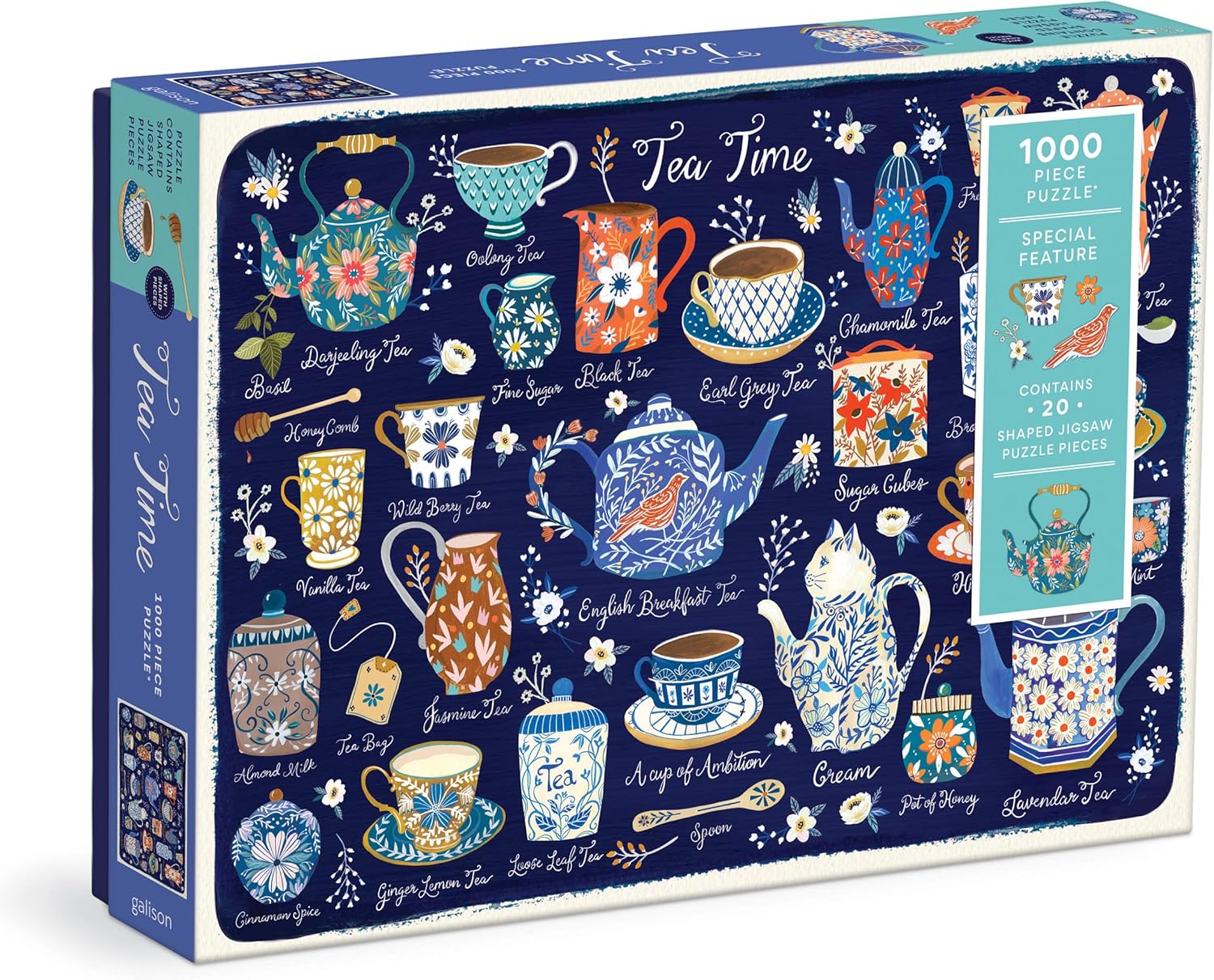 Tea Time 1000 Piece Jigsaw Puzzle With Shaped Pieces by De Carvahlo. Christine 9780735374935