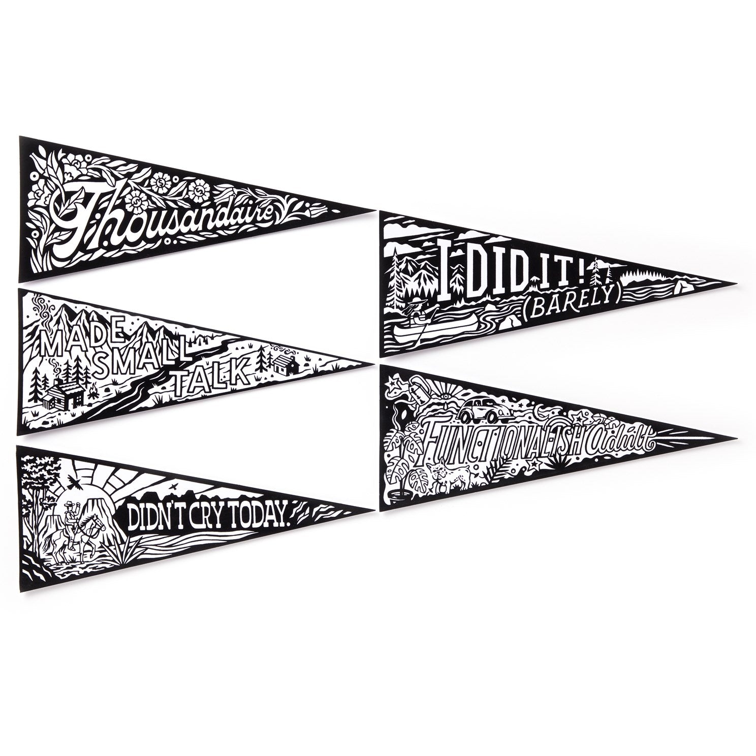 Small Victories Magic Velvet Pennant Coloring Set by Brass Monkey 9780735375574