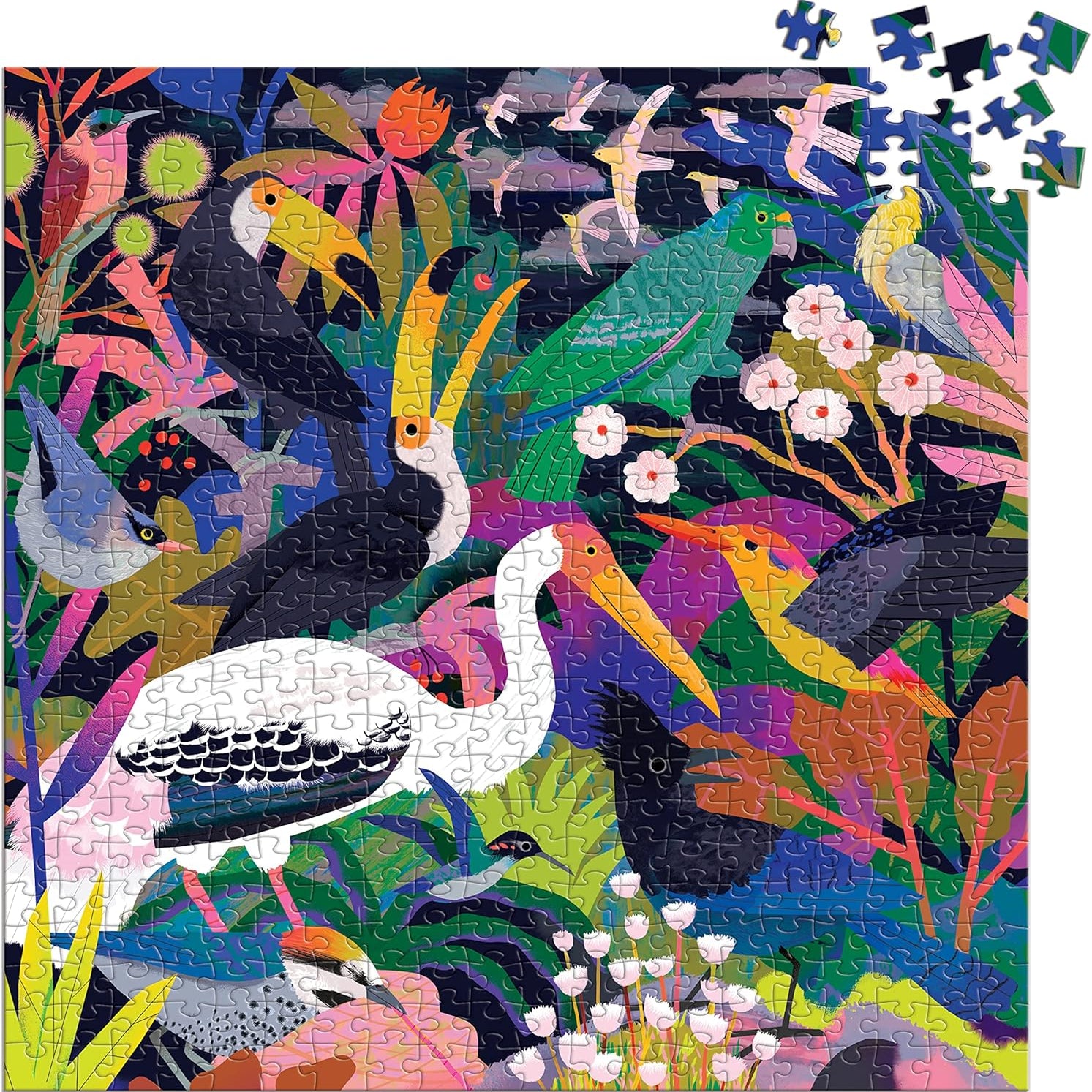 Birds Illuminated 500 Piece Glow In The Dark Jigsaw Puzzle by Durley. Natasha 9780735378711_1