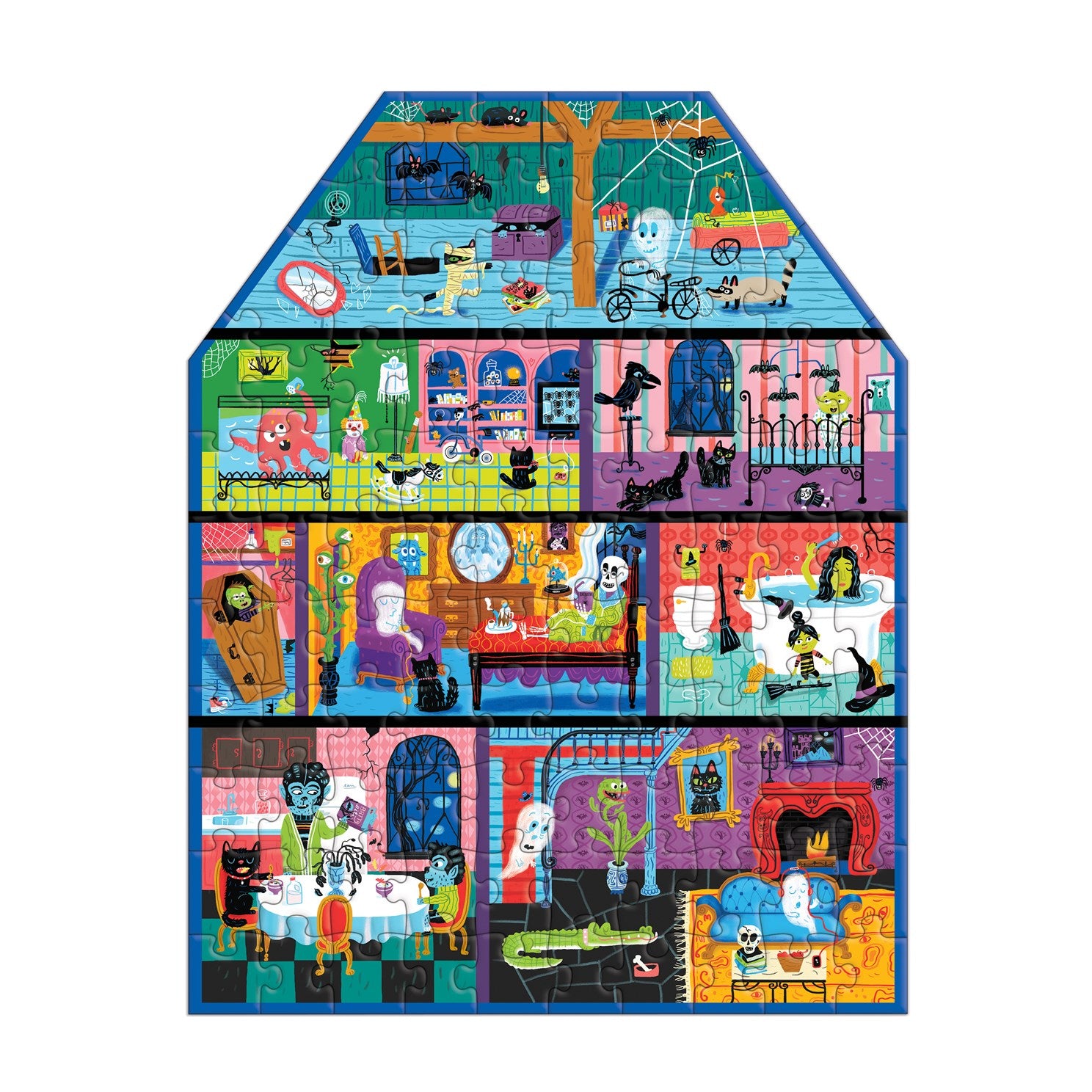 Spooky House 100-Piece House-Shaped Jigsaw Puzzle, Illustrated by Birdsong. Stephanie 80 9780735378896_2