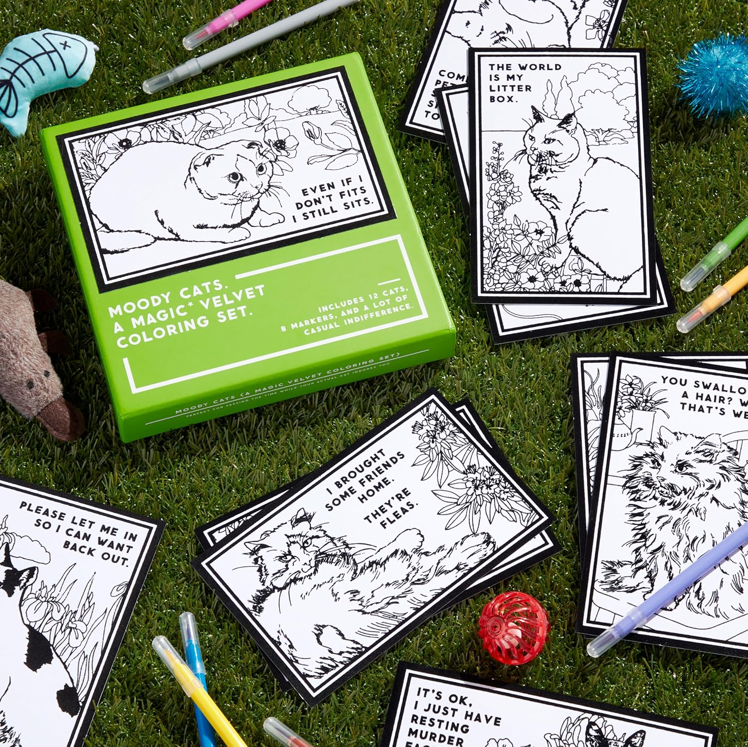 Moody Cats Velvet Coloring Set by Brass Monkey 9780735381223_3