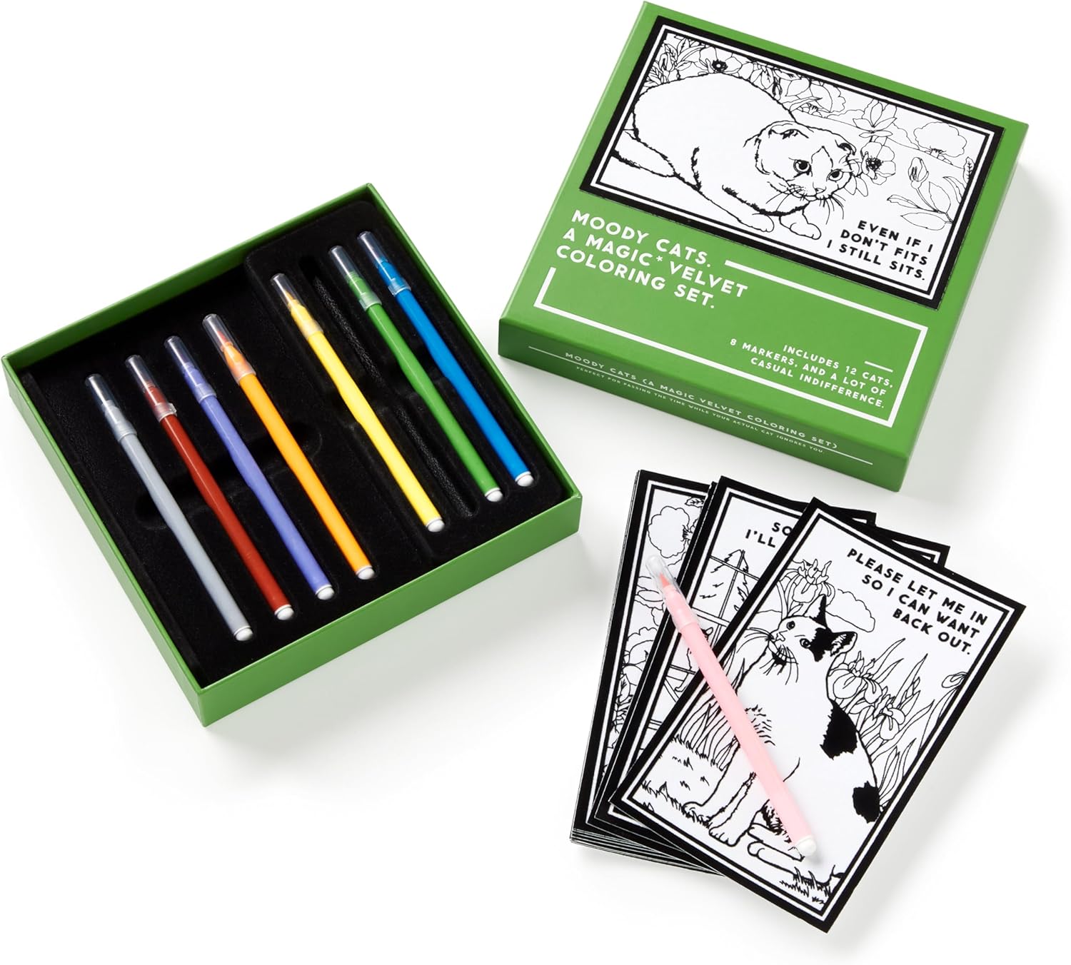 Moody Cats Velvet Coloring Set by Brass Monkey 9780735381223_6