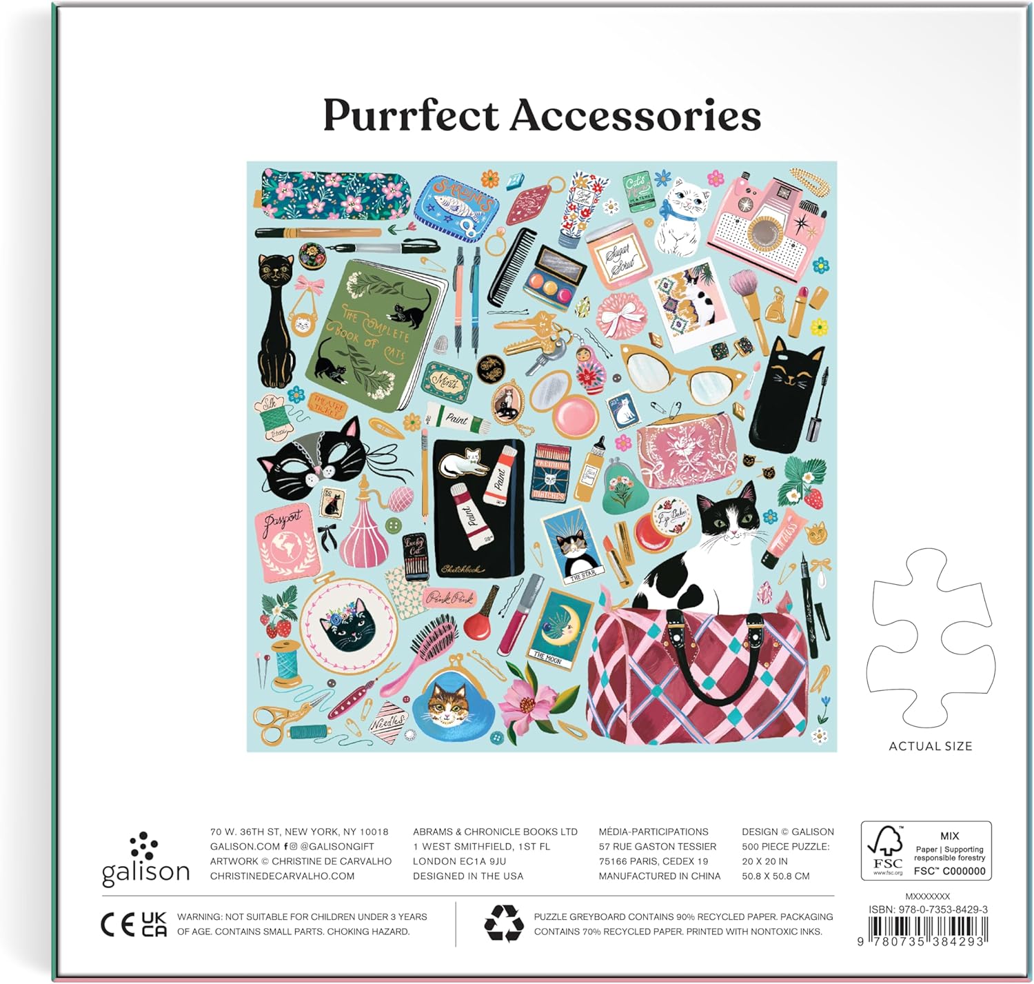 Purrfect Accessories 500 Piece Foil Jigsaw Puzzle - Galison 9780735384293_2