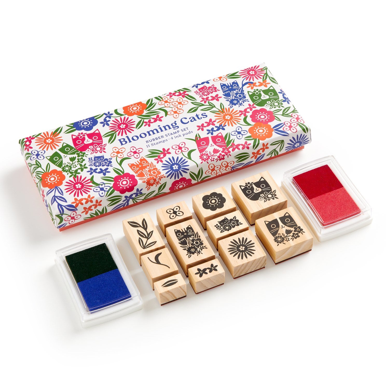 Blooming Cats Rubber Stamp Set - Galison 9780735386068