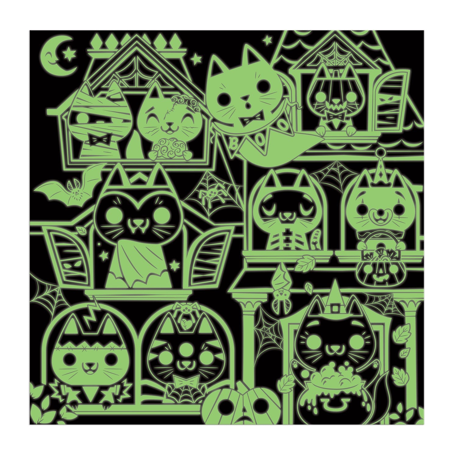 Haunted House Cats 300 Piece Glow in the Dark Jigsaw Puzzle, Illustrated by Hicks. Caley 80 9780735386242_3