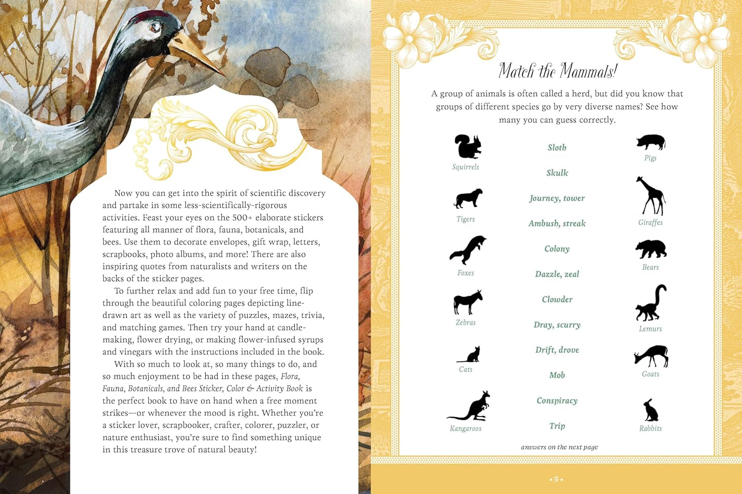 Flora, Fauna ... Sticker, Color & Activity Book by Editors Of Chartwell Books 9780785845447_2