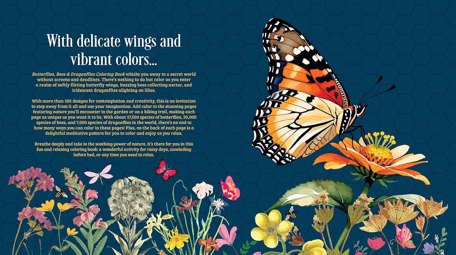 Butterflies, Bees & Dragonflies Coloring Book by Chartwell Books 20 9780785848295_1