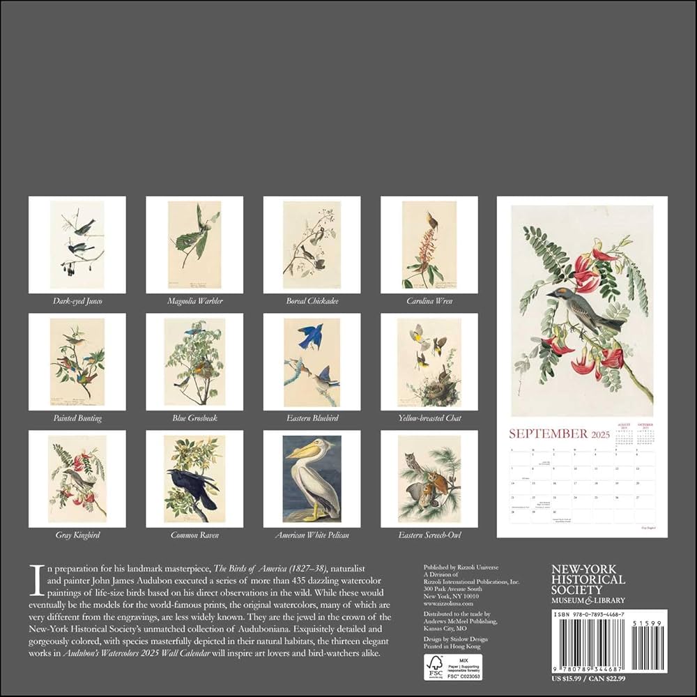 Audubon's Watercolors 2025 Wall Calendar 9780789344687_325cadb6-e73c-46b8-8594-c13d763a9f0c