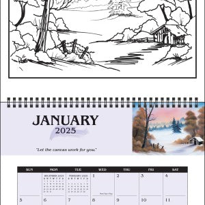 Bob Ross 2025 Coloring Wall Calendar 9780789344724