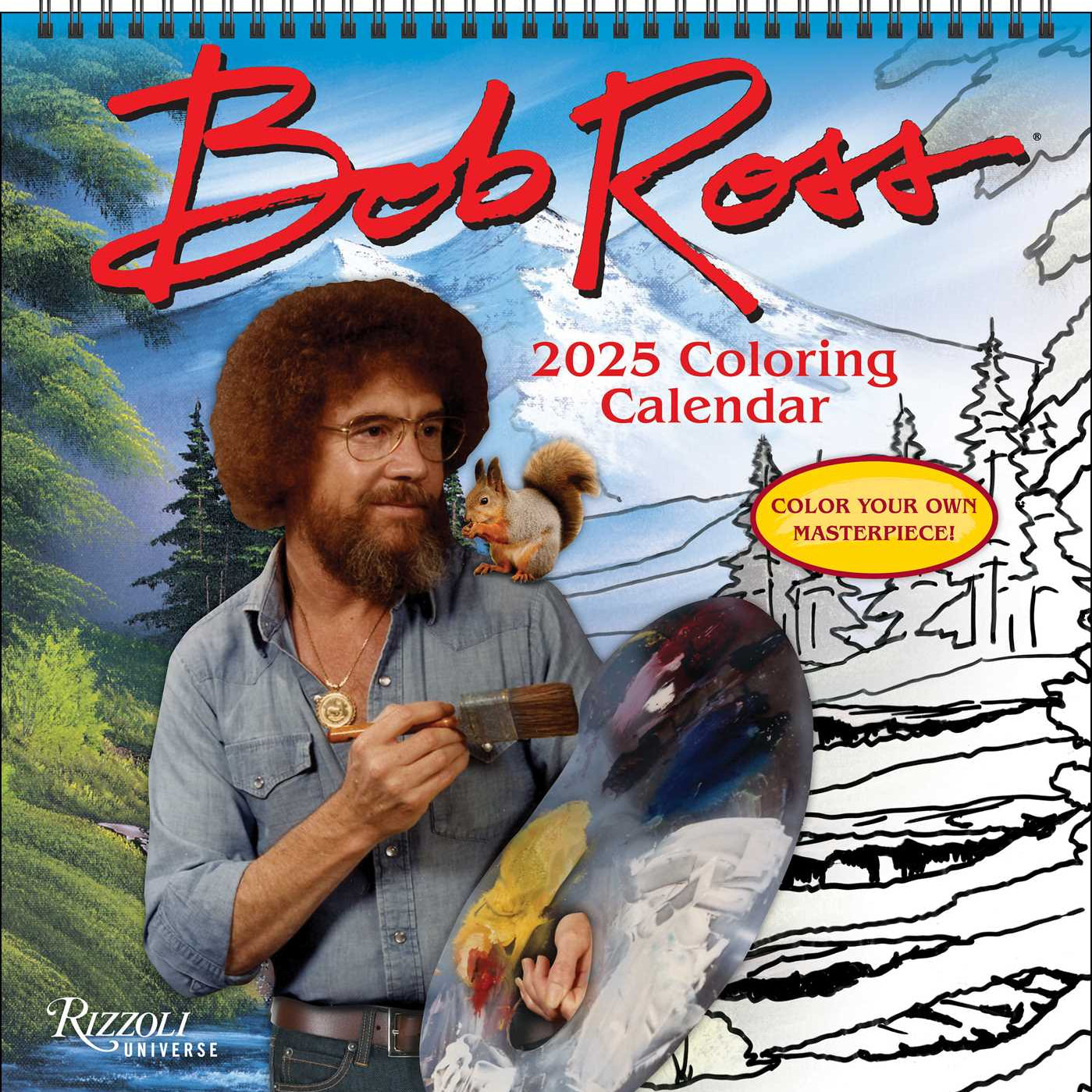 Bob Ross 2025 Coloring Wall Calendar 9780789344724_f0161be5-6ed6-409c-8198-6eb0c88d3e96
