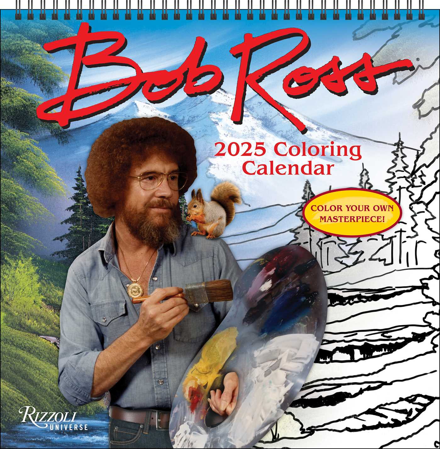 Bob Ross 2025 Coloring Wall Calendar 9780789344724_f0161be5-6ed6-409c-8198-6eb0c88d3e96