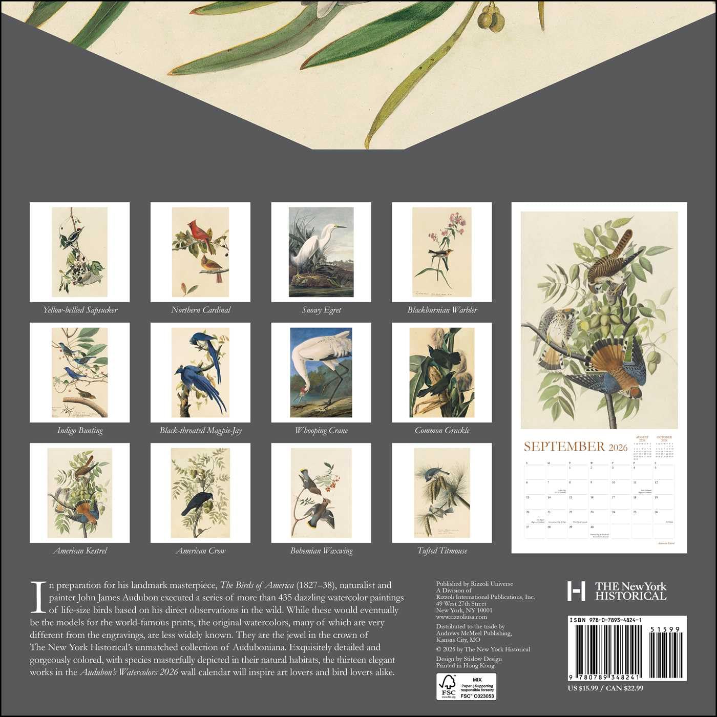Audubon’S Watercolors 2026 Wall Calendar 9780789348241_1