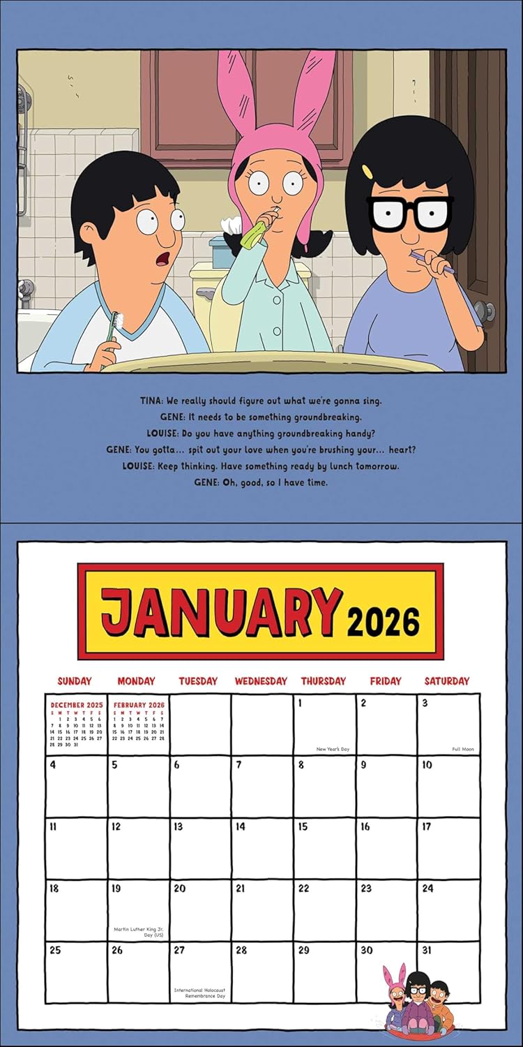 Bob's Burgers 2026 Wall Calendar (Includes Stickers) 9780789348319_2