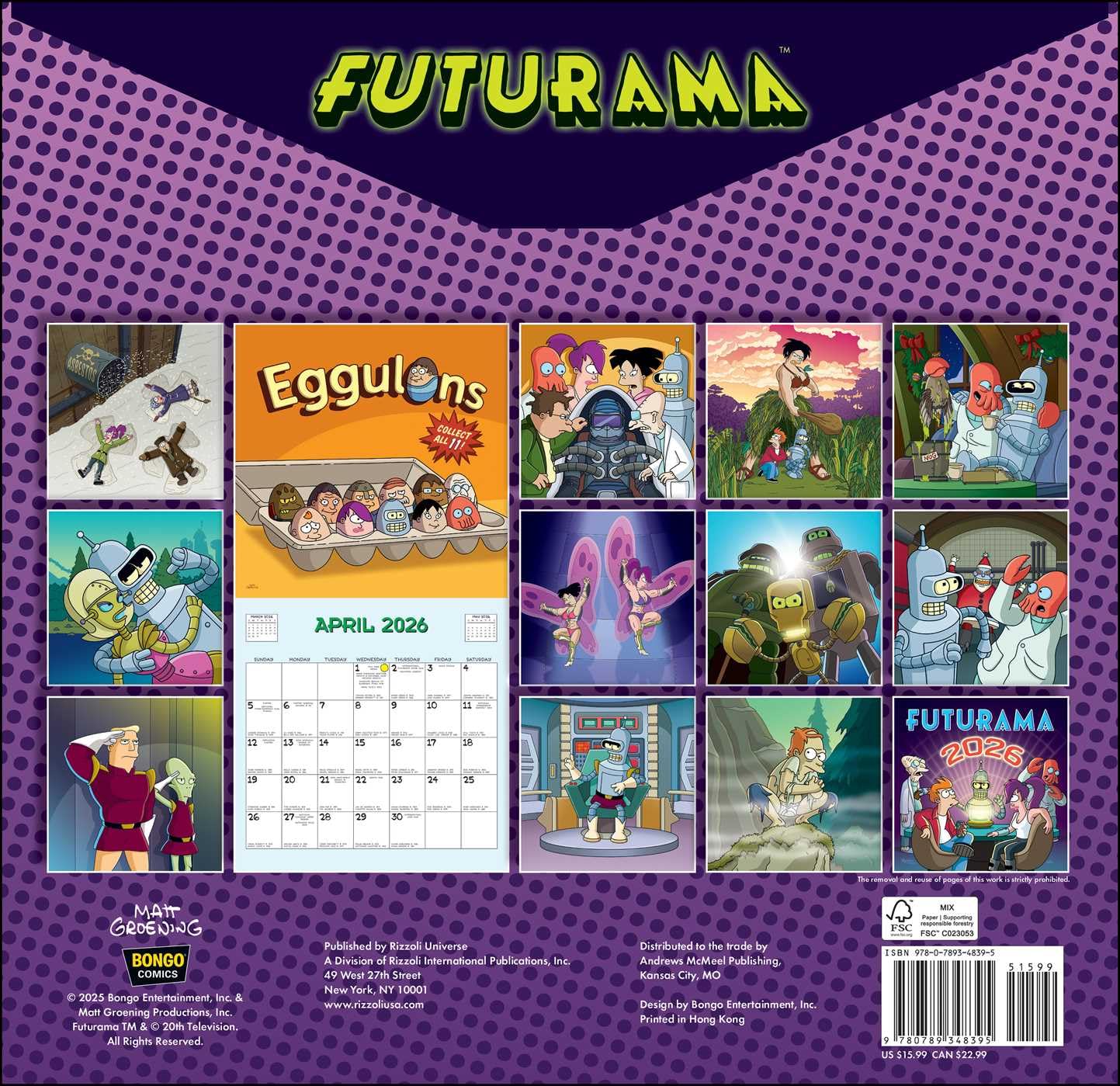 Futurama 2026 Wall Calendar 9780789348395_1