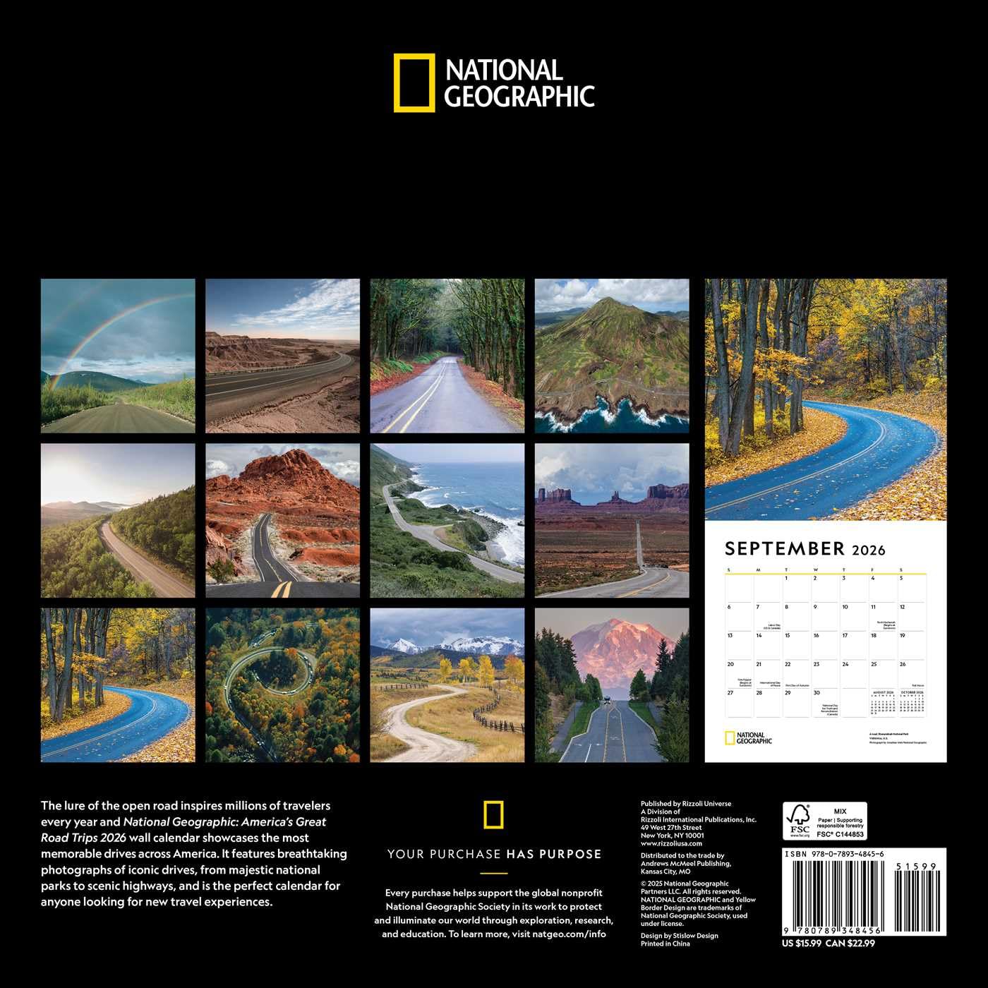 National Geographic: America's Great Road Trips 2026 Wall Calendar 9780789348456_1