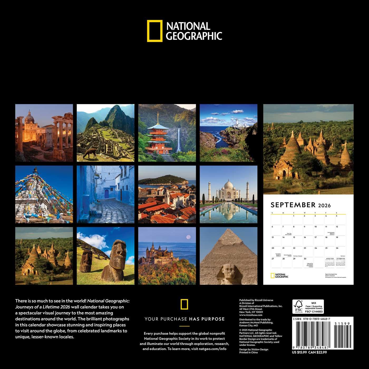 National Geographic: Journeys Of A Lifetime 2026 Wall Calendar 9780789348487_1