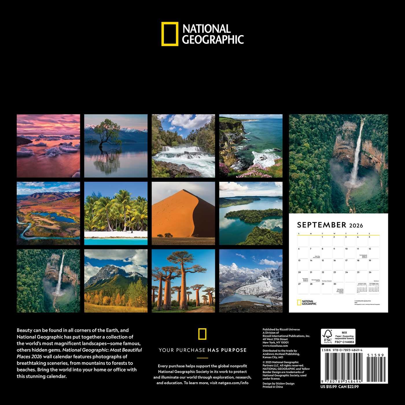 National Geographic: Most Beautiful Places 2026 Wall Calendar 9780789348494_1