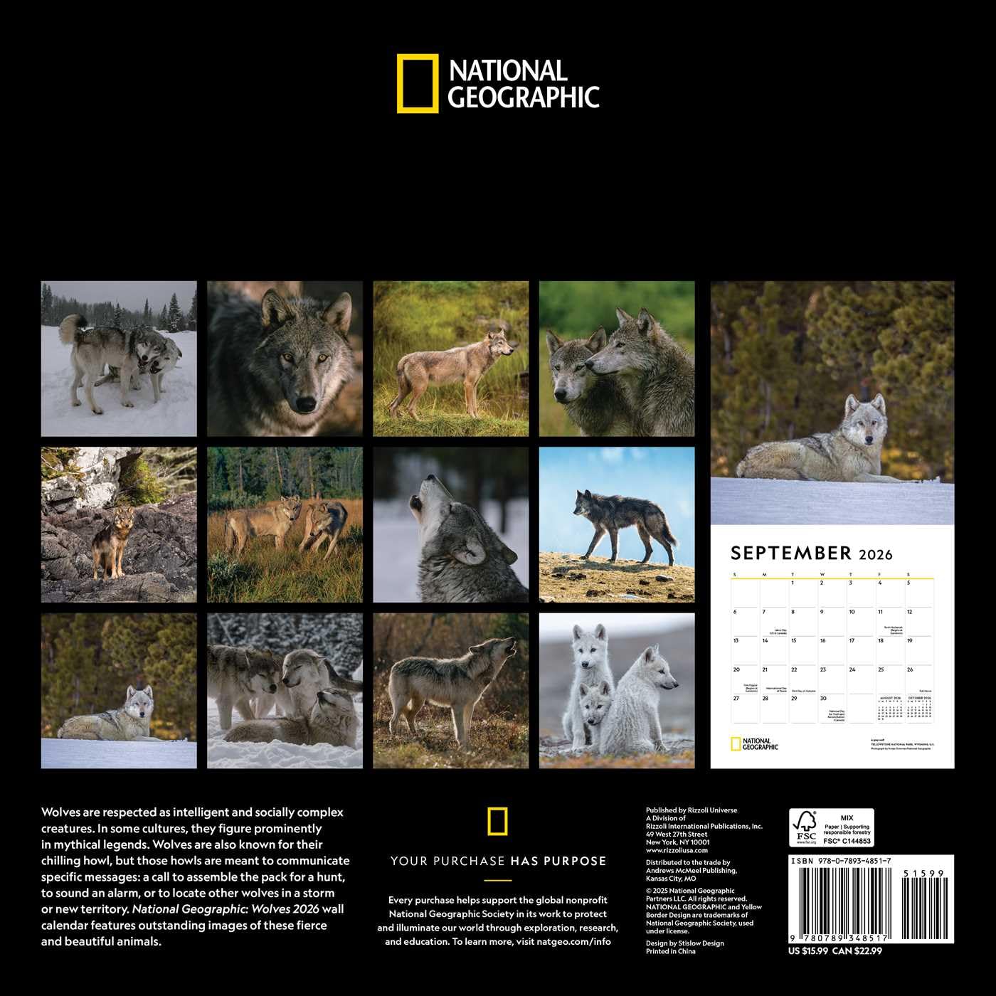 National Geographic: Wolves 2026 Wall Calendar 9780789348517_1