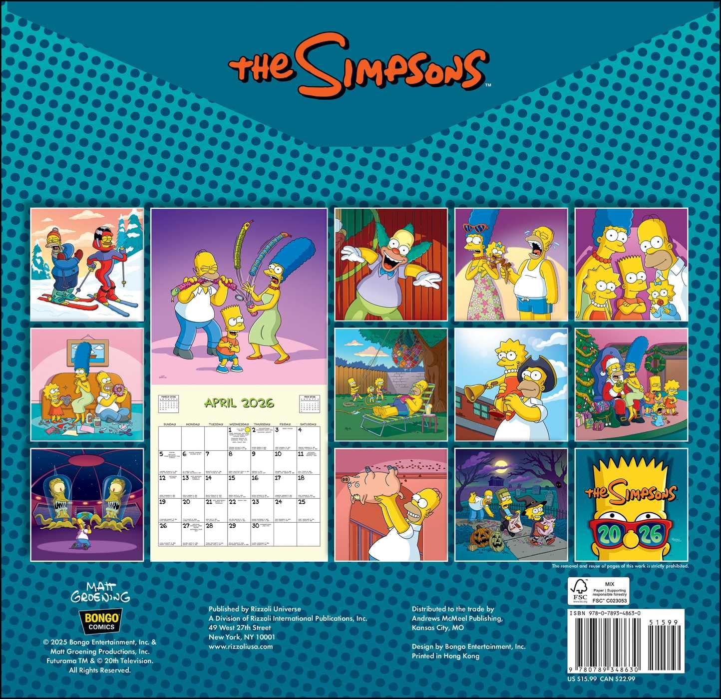 Simpsons 2026 Wall Calendar 9780789348630_1