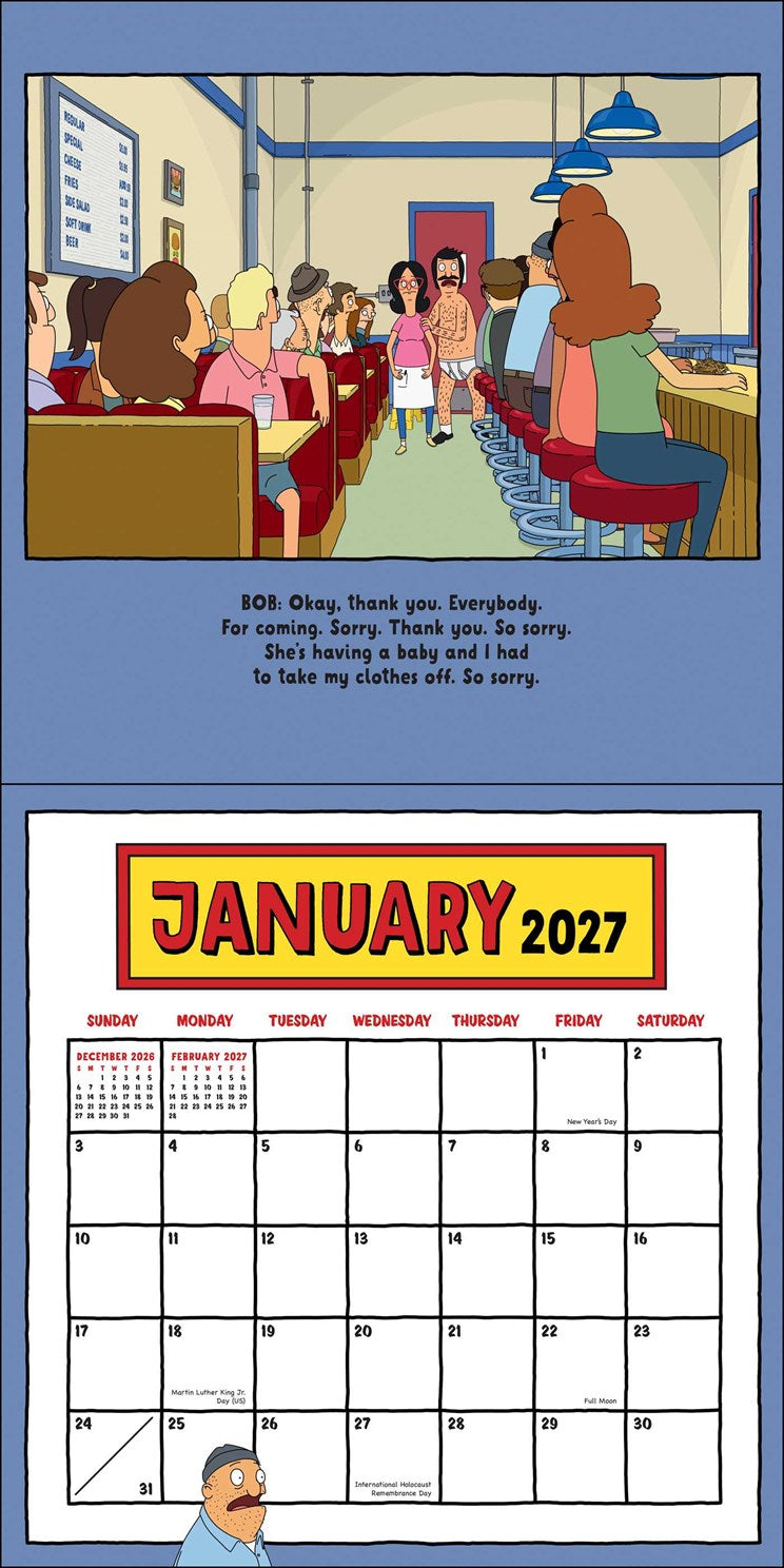 2027 Bob's Burgers Wall Calendar 12x12 20 9780789349330_1