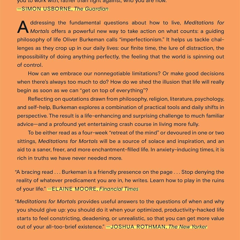 Meditations For Mortals by Burkeman. Oliver 9781250397676_1