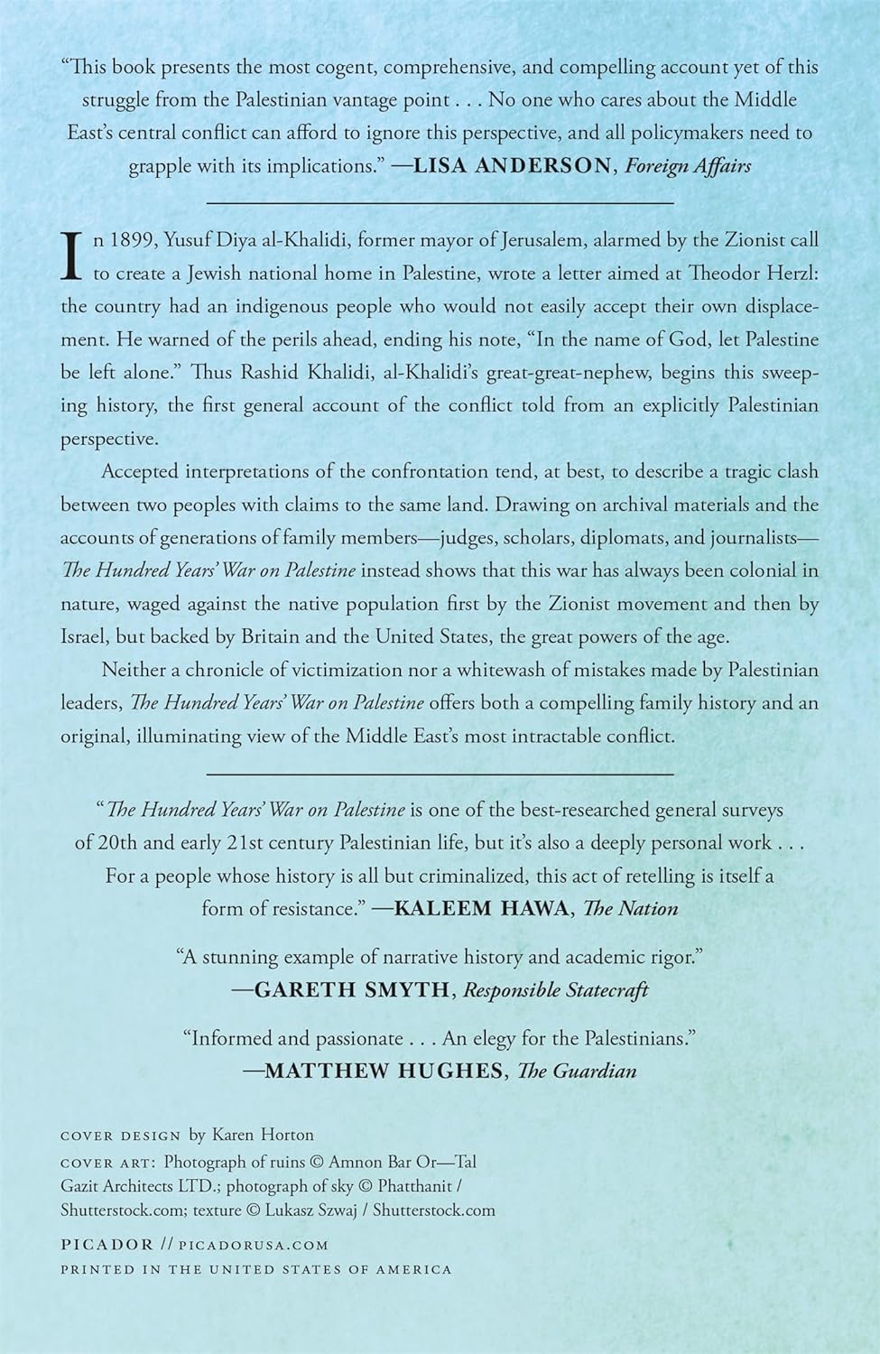 The Hundred Years' War On Palestine by Khalidi. Rashid 9781250787651_1