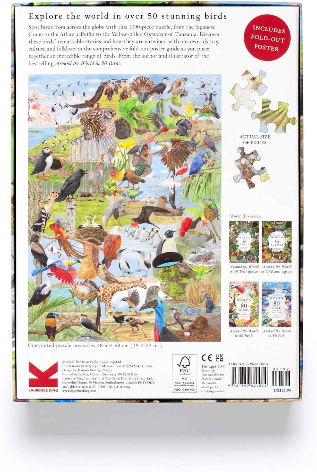 Around The World In 50 Birds 1000 Piece Jigsaw Puzzle by Miyake. Ryuto; Unwin. M 9781399620024_5