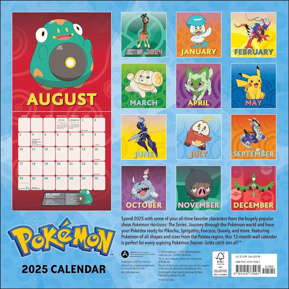 Pokémon 2025 Wall Calendar 9781419775581