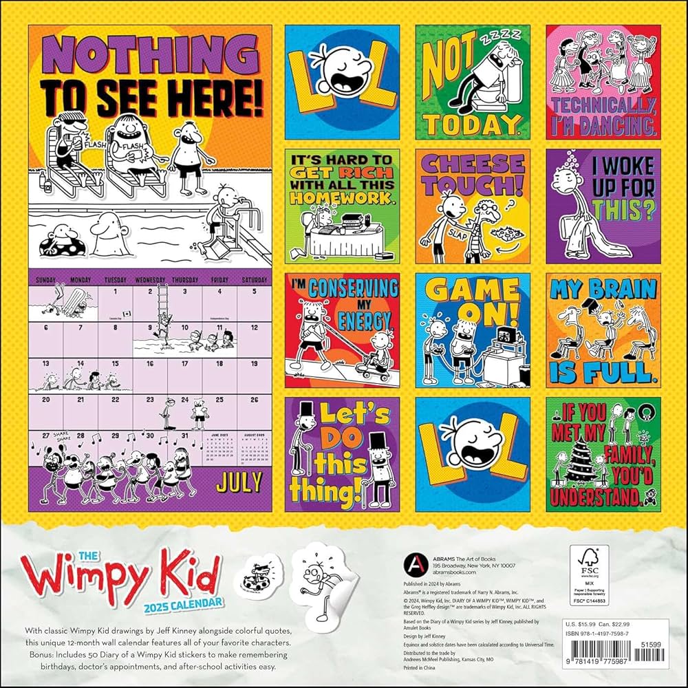 Wimpy Kid 2025 Wall Calendar 9781419775987_4b2be173-fa56-478a-962b-1cdbb38ef231