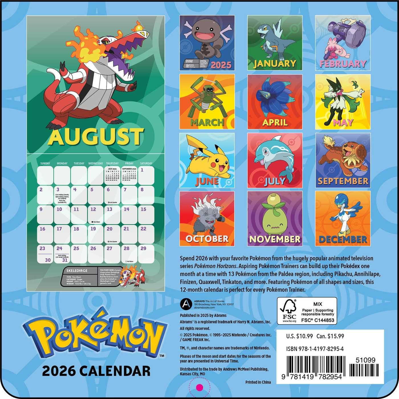 Pokémon 2026 Mini Wall Calendar 9781419782954_1