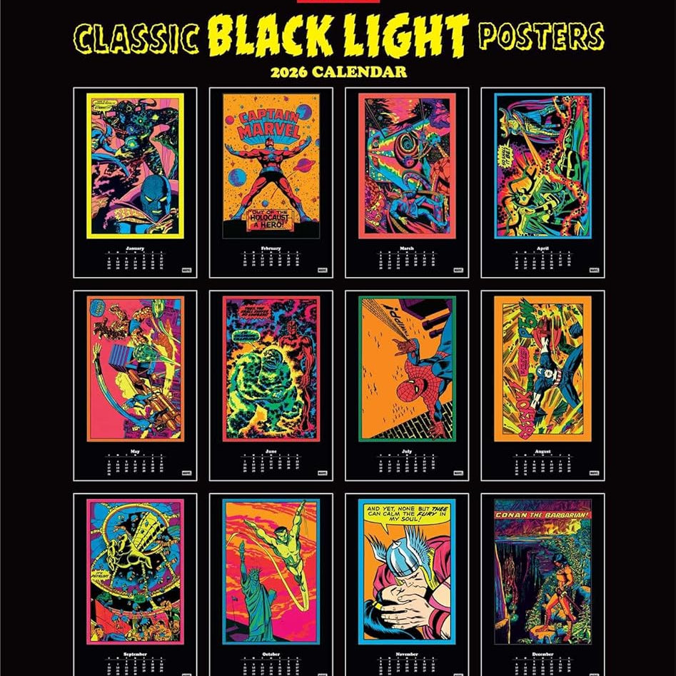 Marvel Classic Black Light 2026 Poster Calendar With 12 Frameable Prints 9781419782992_1