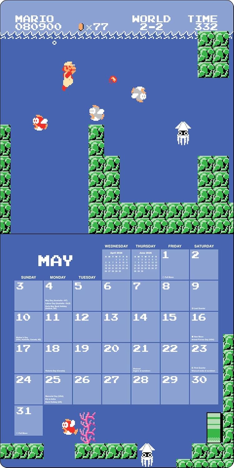 Super Mario Bros. 8-Bit Retro 2026 Wall Calendar 9781419783494_3