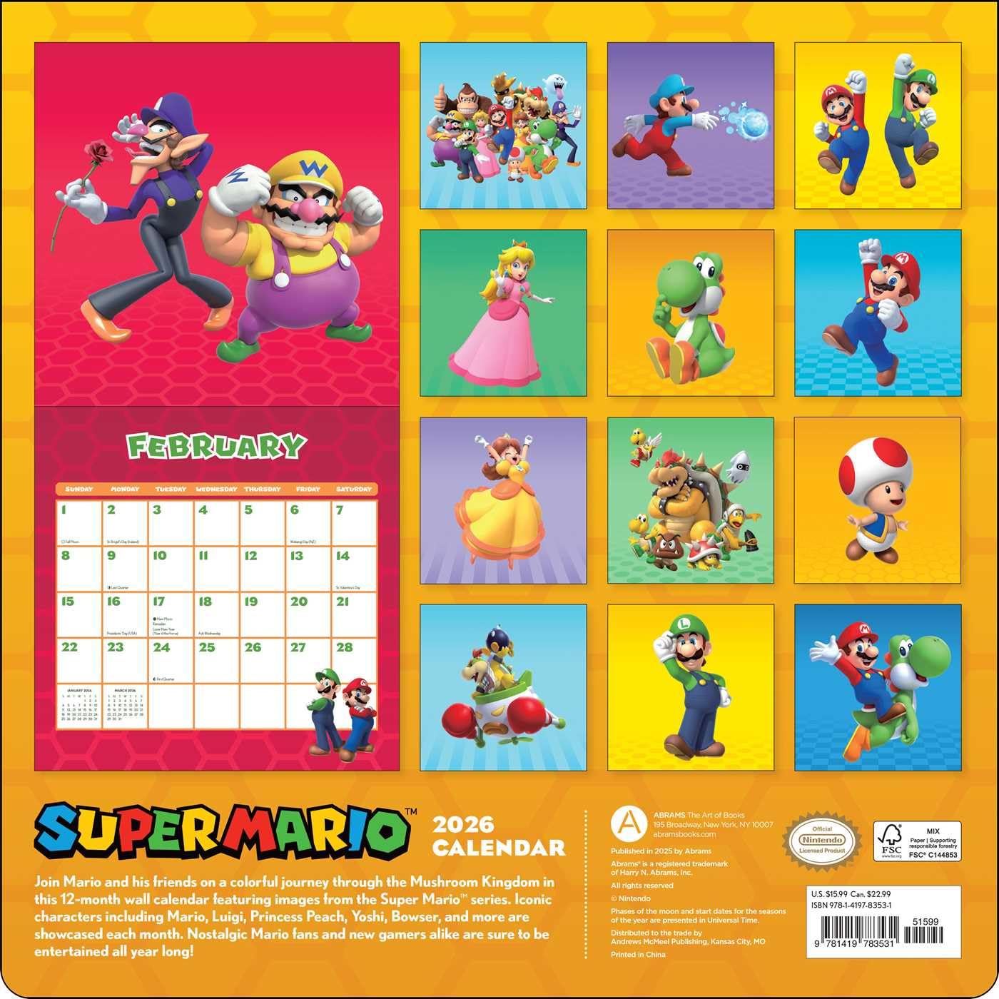 Super Mario 2026 Wall Calendar 9781419783531_1
