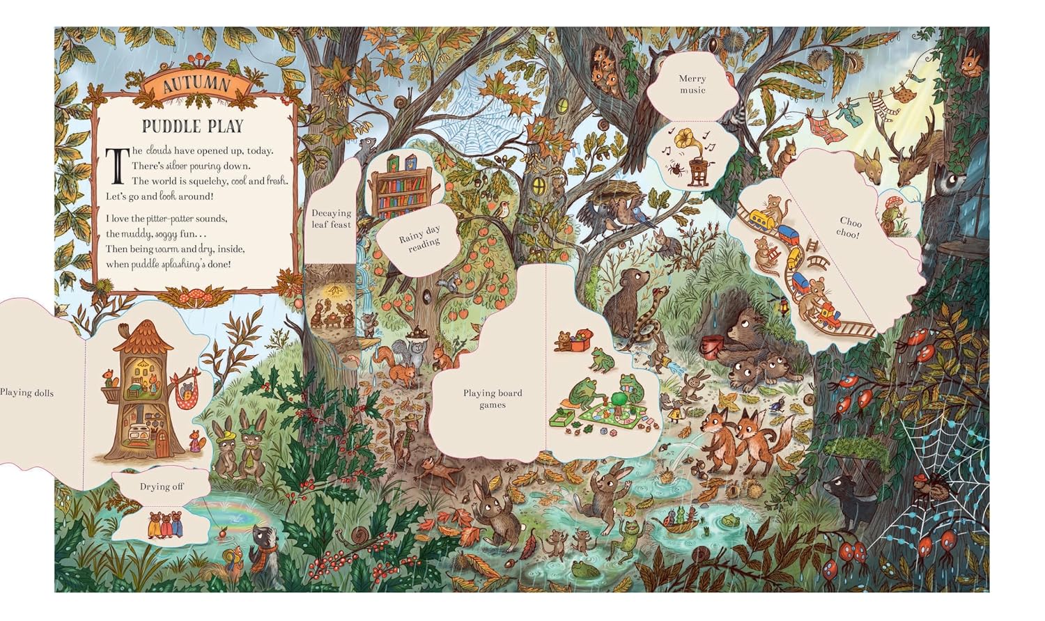 Available 10/27/26 Here We Go Round the Woodland Year: Over 60 Flaps by Piercey. Rachel 20 9781419790157_2