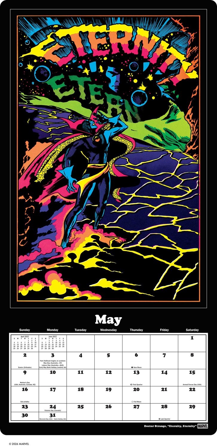 2027 Marvel Classic Black Light Posters Wall Calendar 20 9781419791239_1