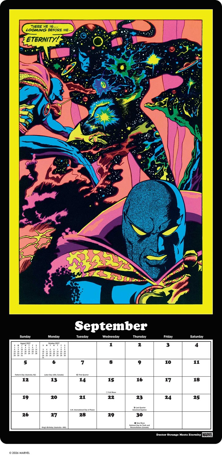 2027 Marvel Classic Black Light Posters Wall Calendar 20 9781419791239_4