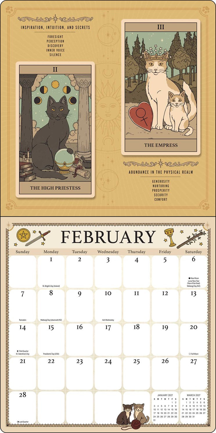 2027 Cats Rule the Earth Tarot Wall Calendar 12x12 20 9781419792830_1