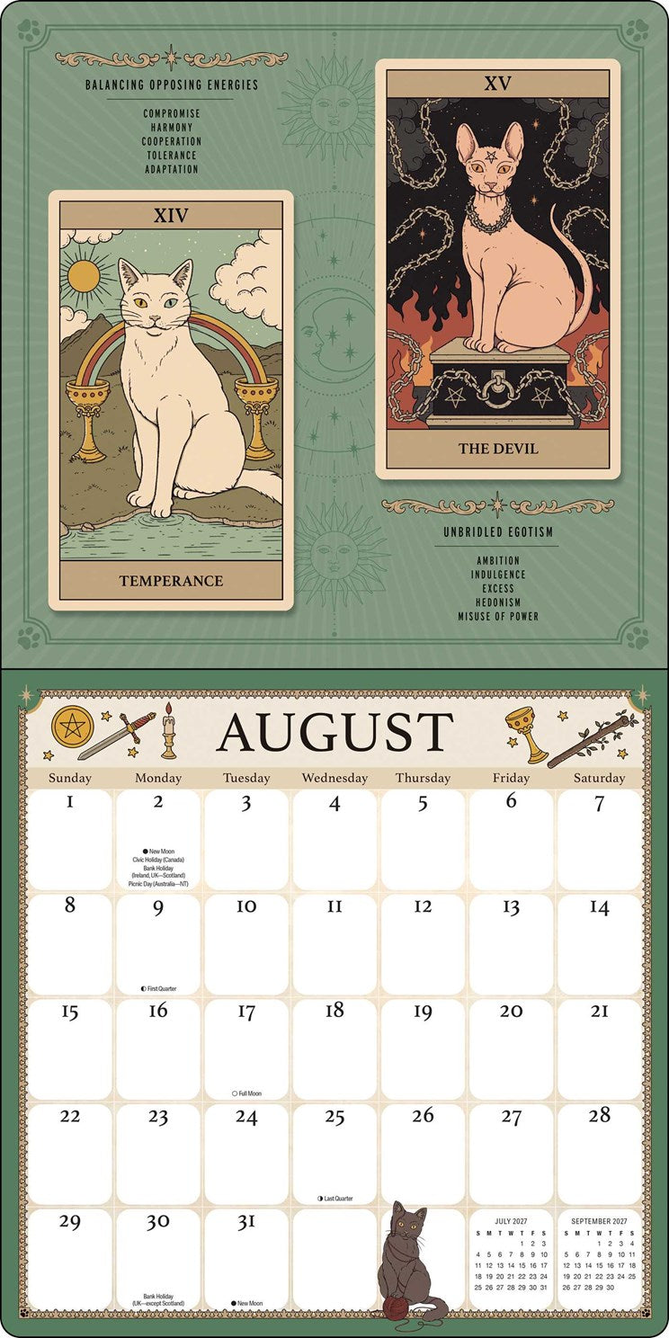 2027 Cats Rule the Earth Tarot Wall Calendar 12x12 20 9781419792830_4