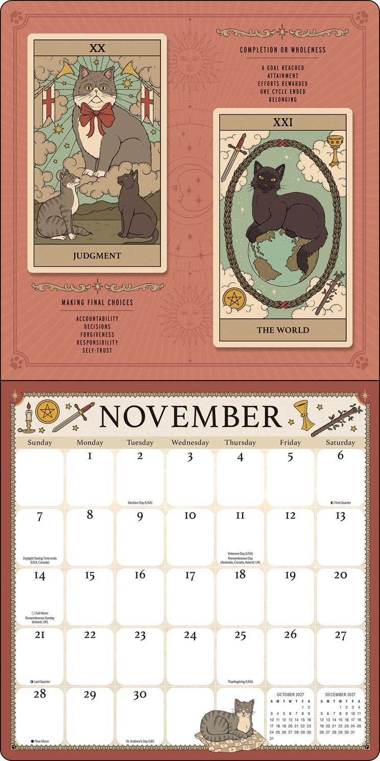 2027 Cats Rule the Earth Tarot Wall Calendar 12x12 20 9781419792830_5