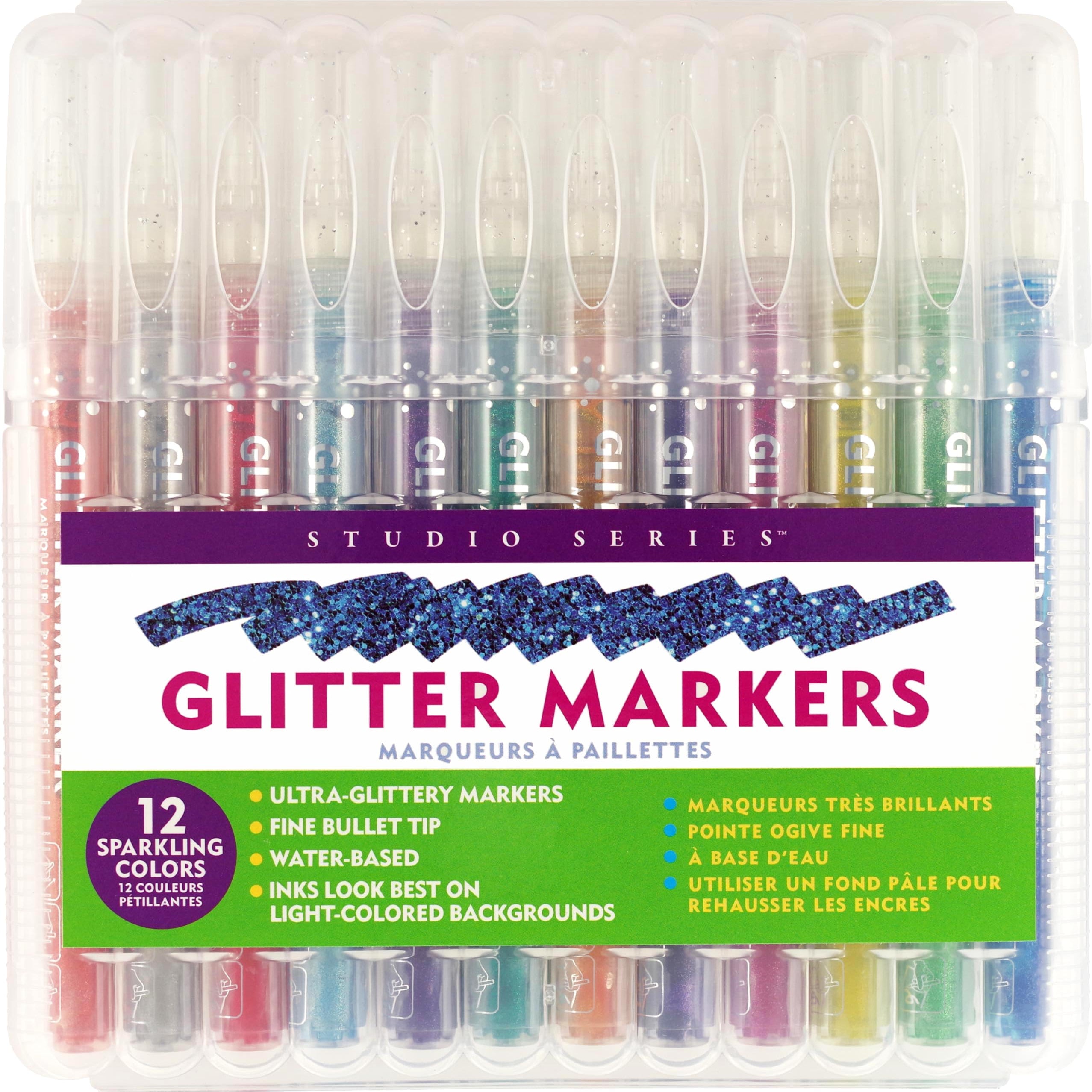 Studio Series Glitter Markers 12 Colors 0.7Mm Bullet Tip (Fine) 9781441335166_2b6b1b63-d16f-40b7-8922-832d906e5d7a
