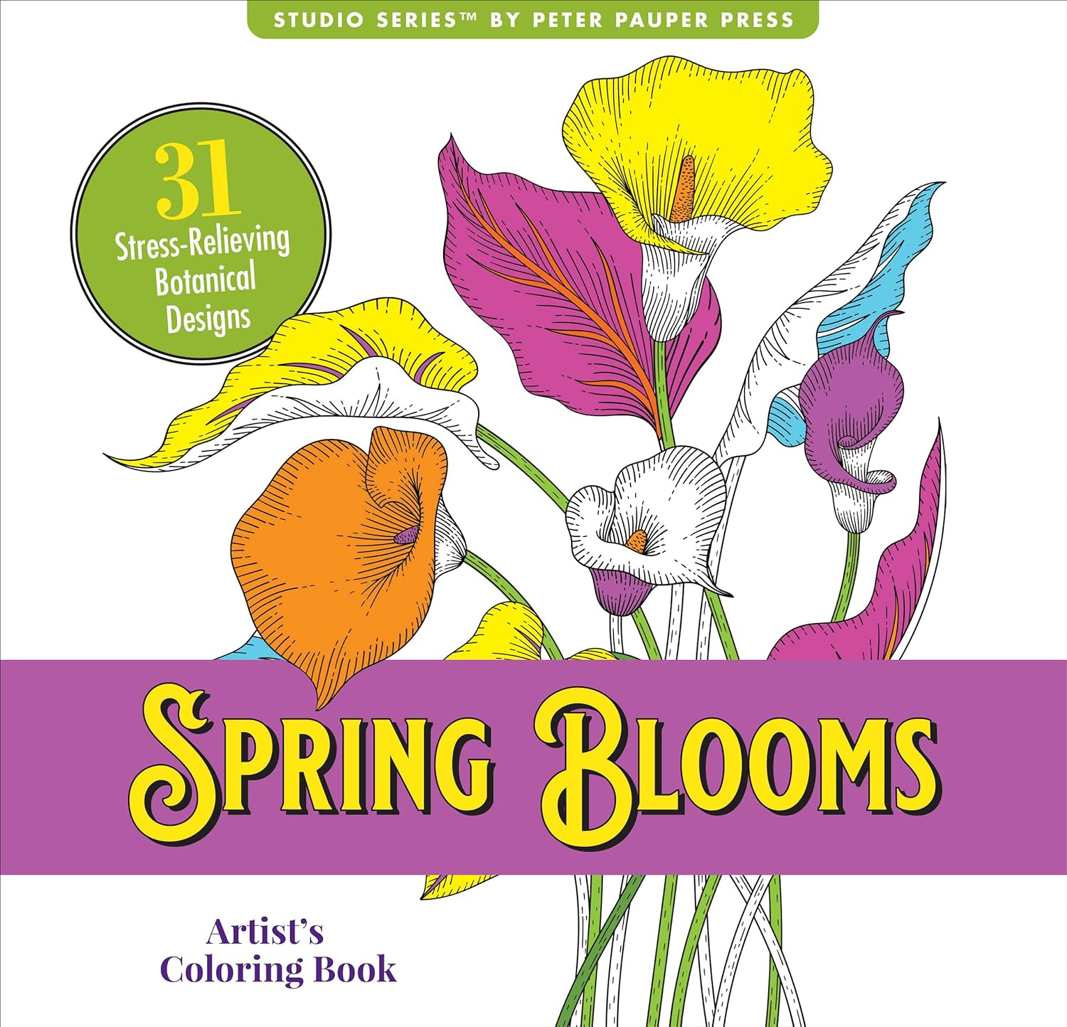 Studio Series Spring Blooms Artist's Coloring Book by Peter Pauper Press 9781441340139_8b500e6c-ebfd-4c3f-af17-57e55f562d6c