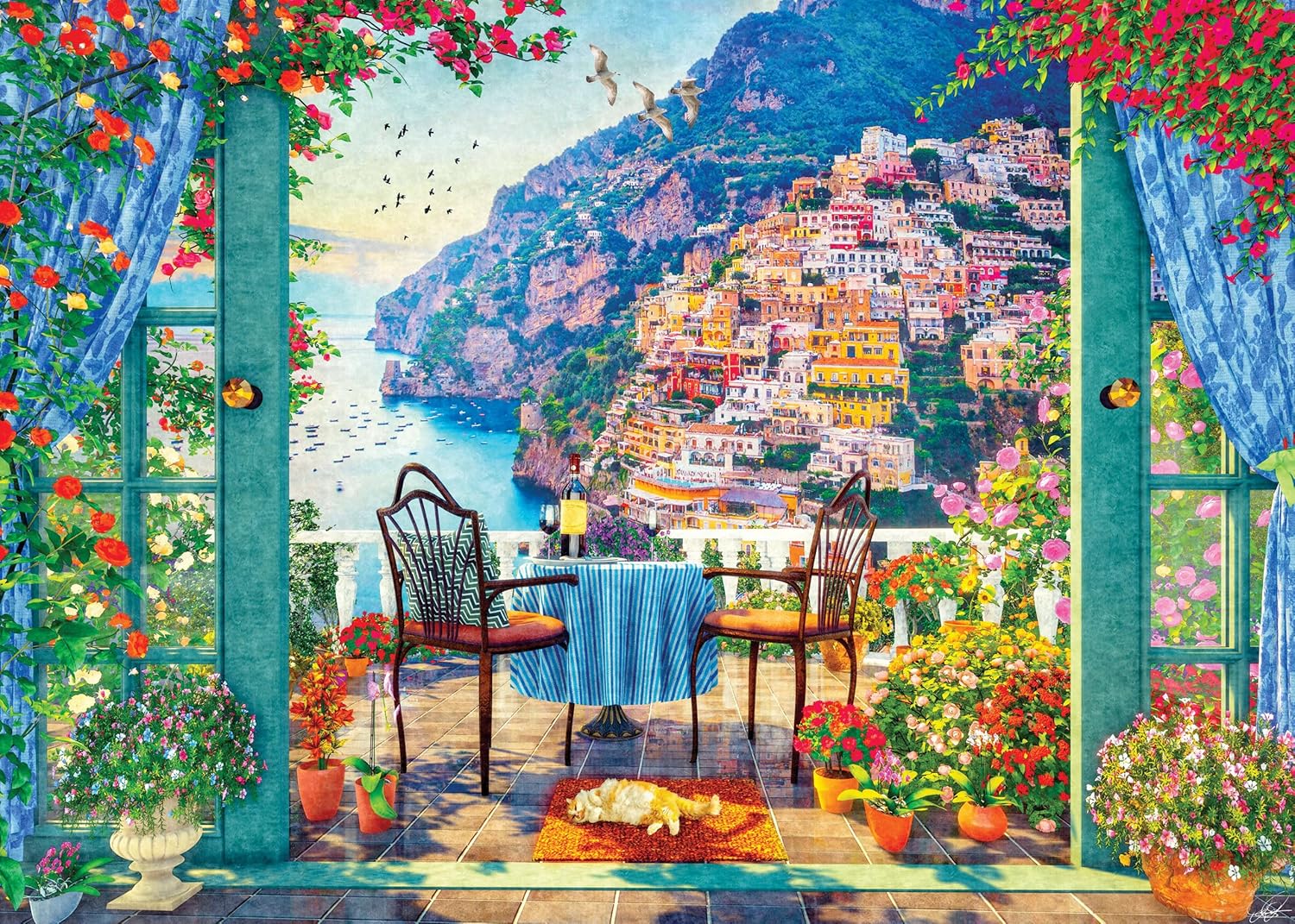 Positano Balcony 1000 Piece Jigsaw Puzzle - Peter Pauper Press 9781441342034_1