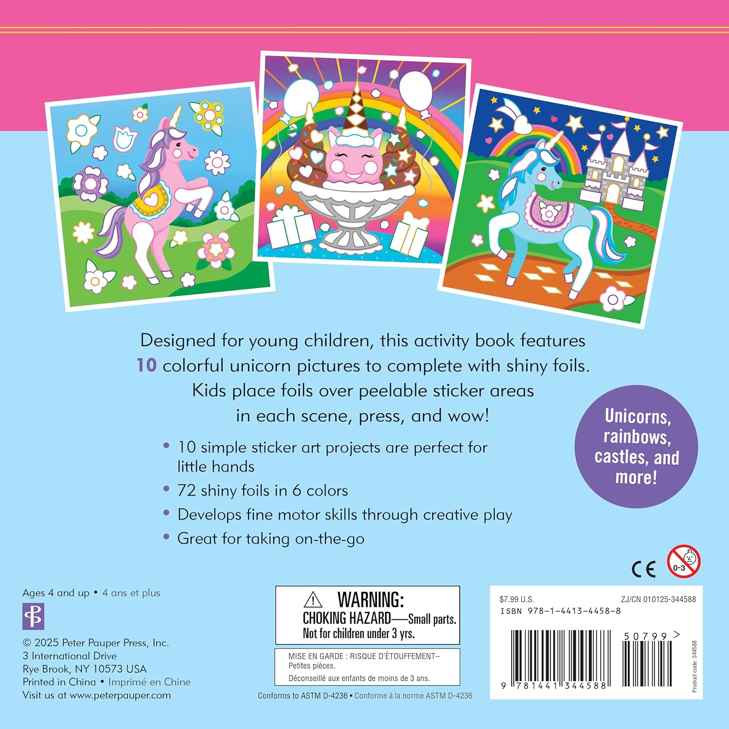 Unicorns Color-By-Foil Sticker Book by Peter Pauper Press 9781441344588_1