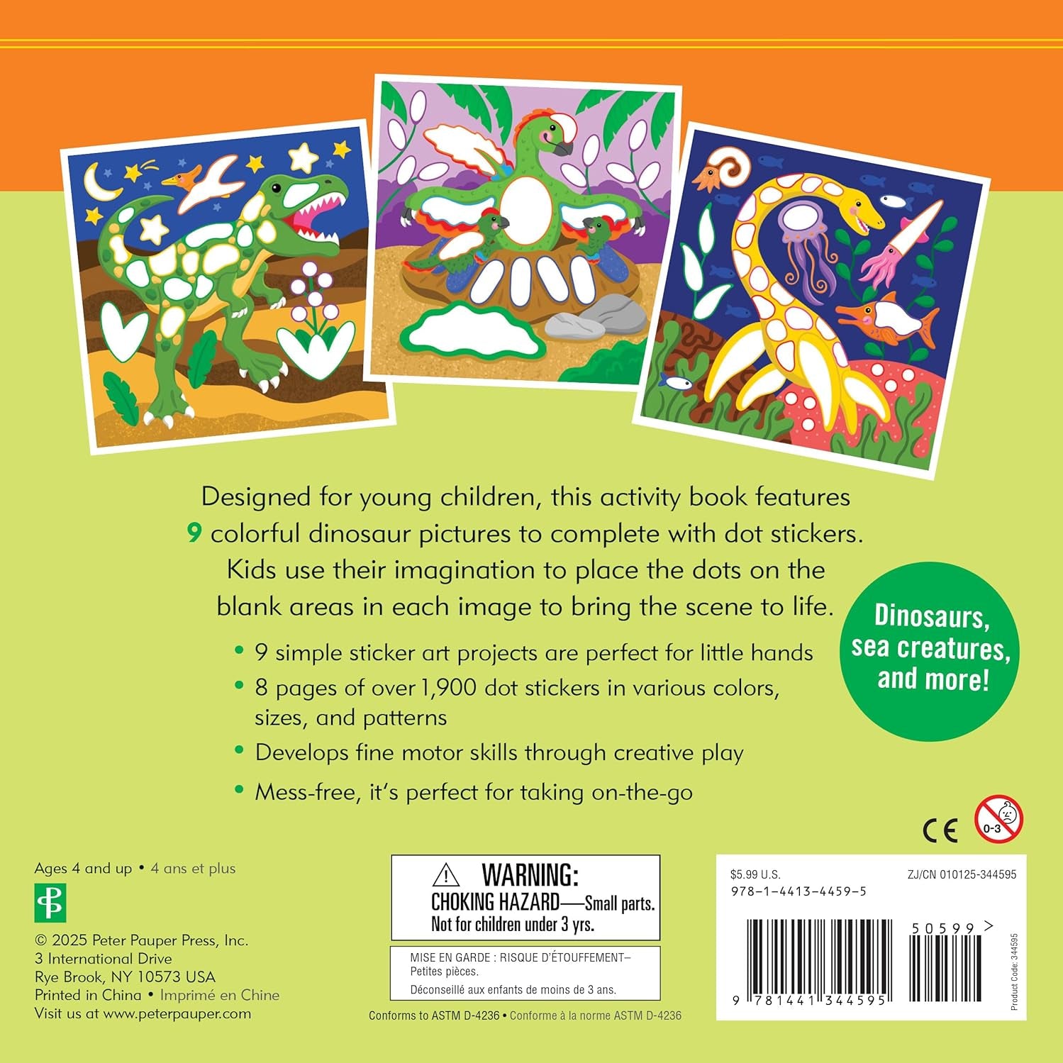 Dinosaurs Color-By-Dots Sticker Book by Peter Pauper Press 9781441344595_1